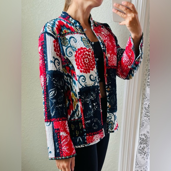 Vintage reversible green and red quilted jacket made in India 100% cotton - Picture 3 of 17